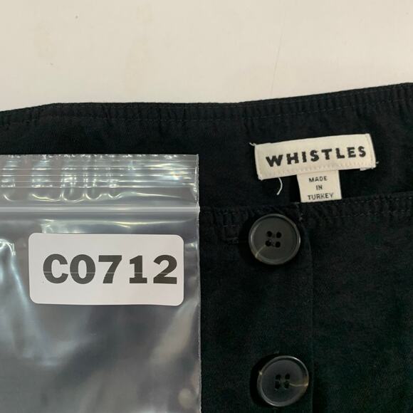 Whistles 6 Womens Black Midi Skirt 4 Button A Line Pleated Prairie - Picture 3 of 8